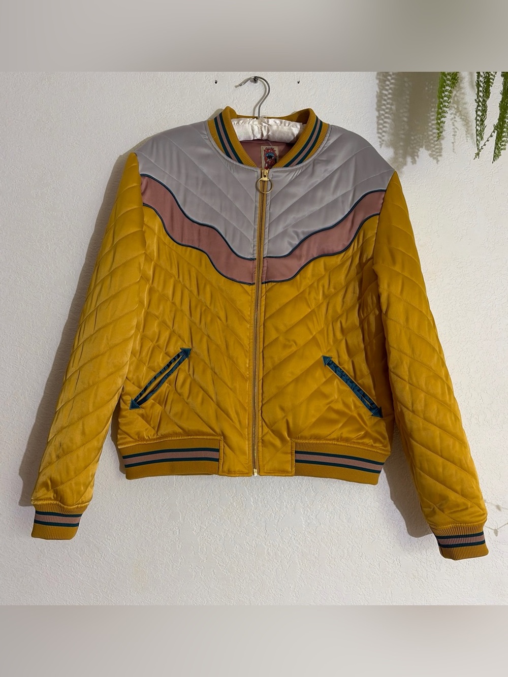 Classic Rock Couture Dolly Western Bomber Jacket mustard yellow SZ LARGE